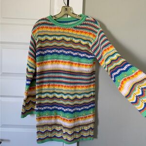 Colorful Striped Women's Sweater Dress Funky
